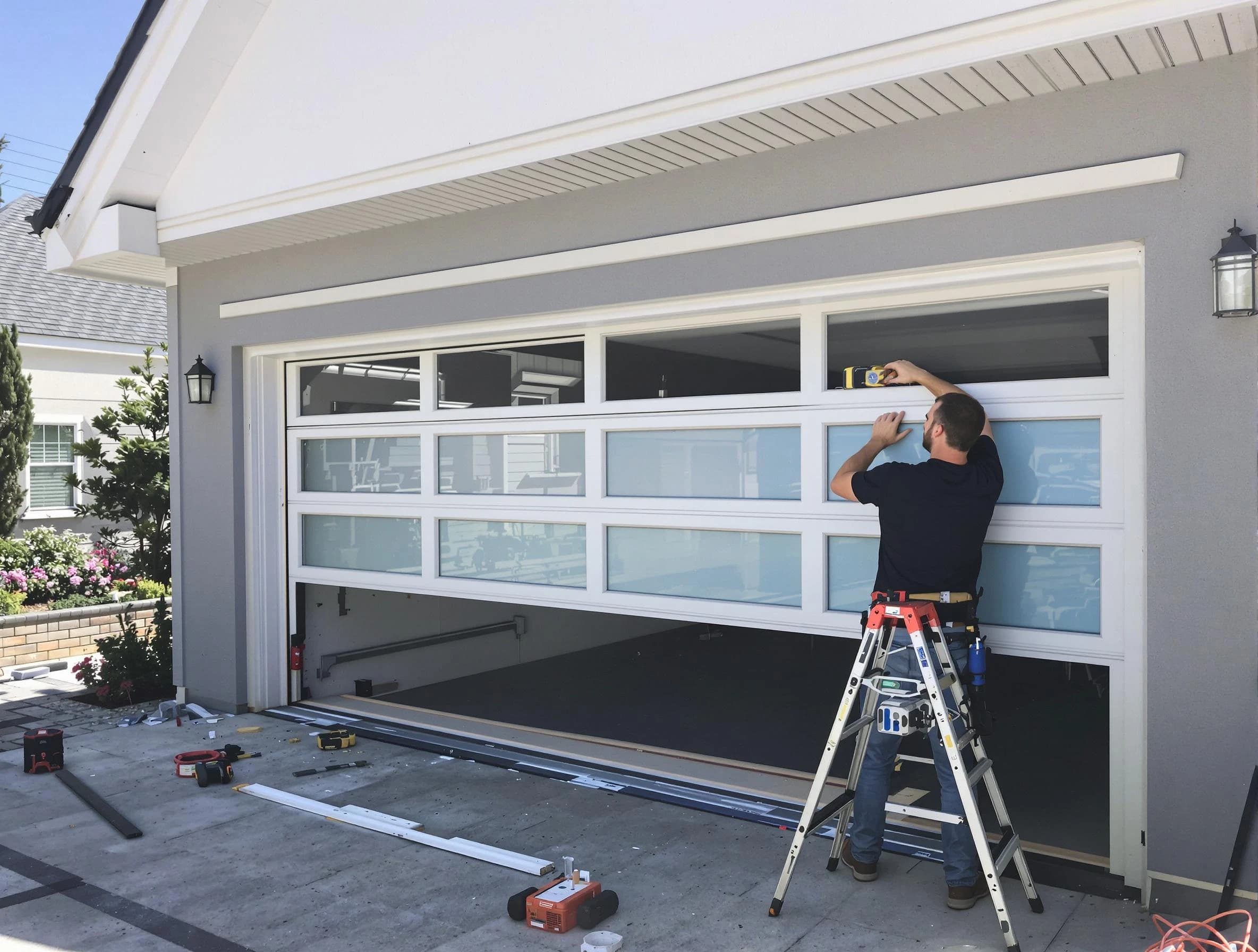 Edgewood Garage Door Repair team performing garage door replacement in Edgewood
