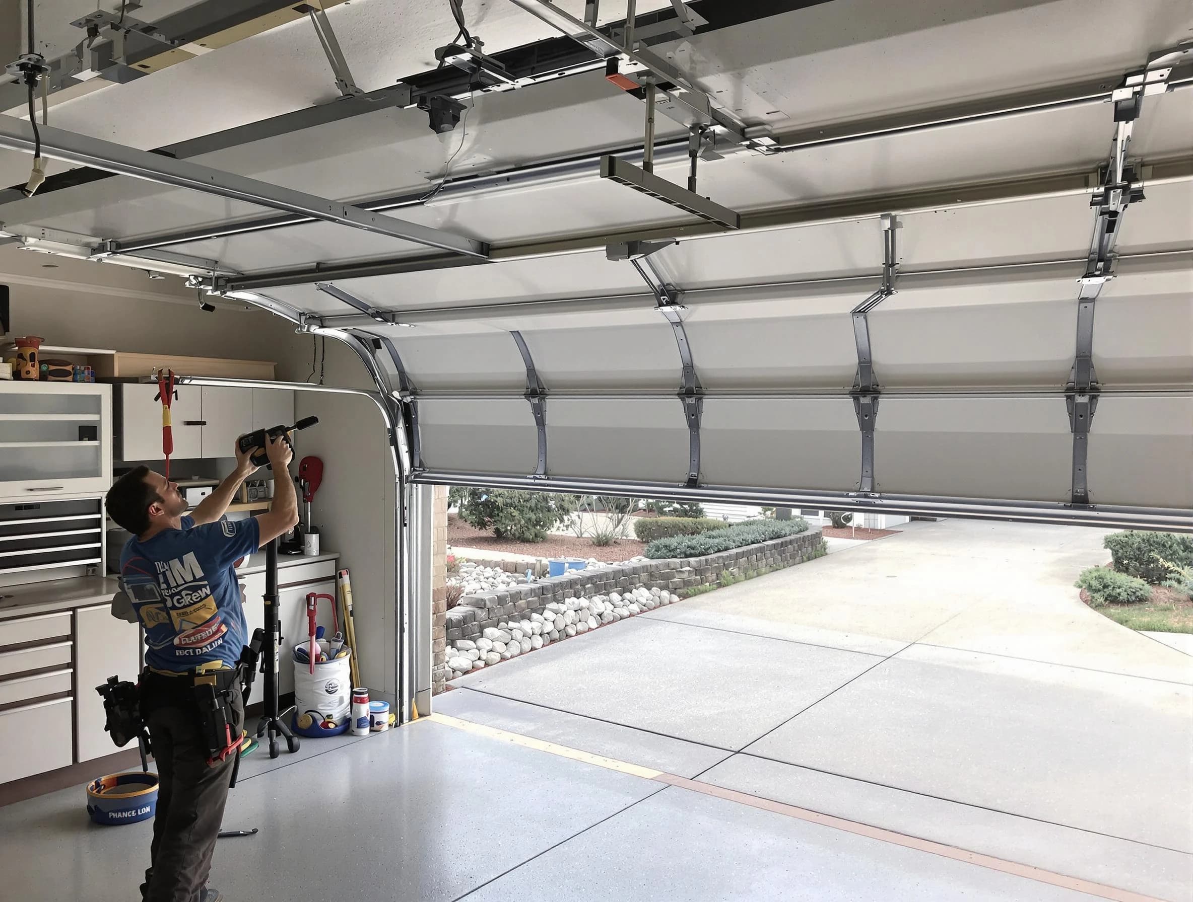 Garage door track repair service by Edgewood Garage Door Repair in Edgewood