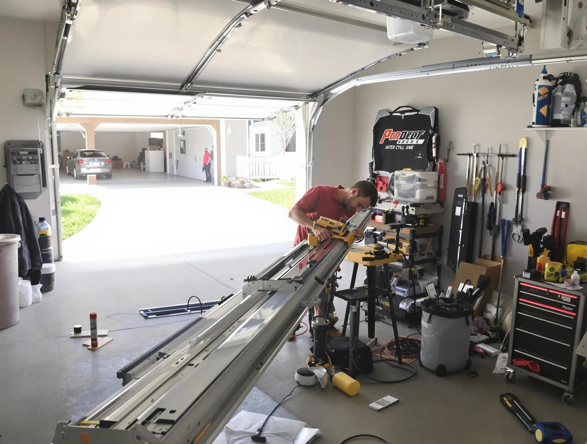 Edgewood Garage Door Repair expert performing track repair in Edgewood