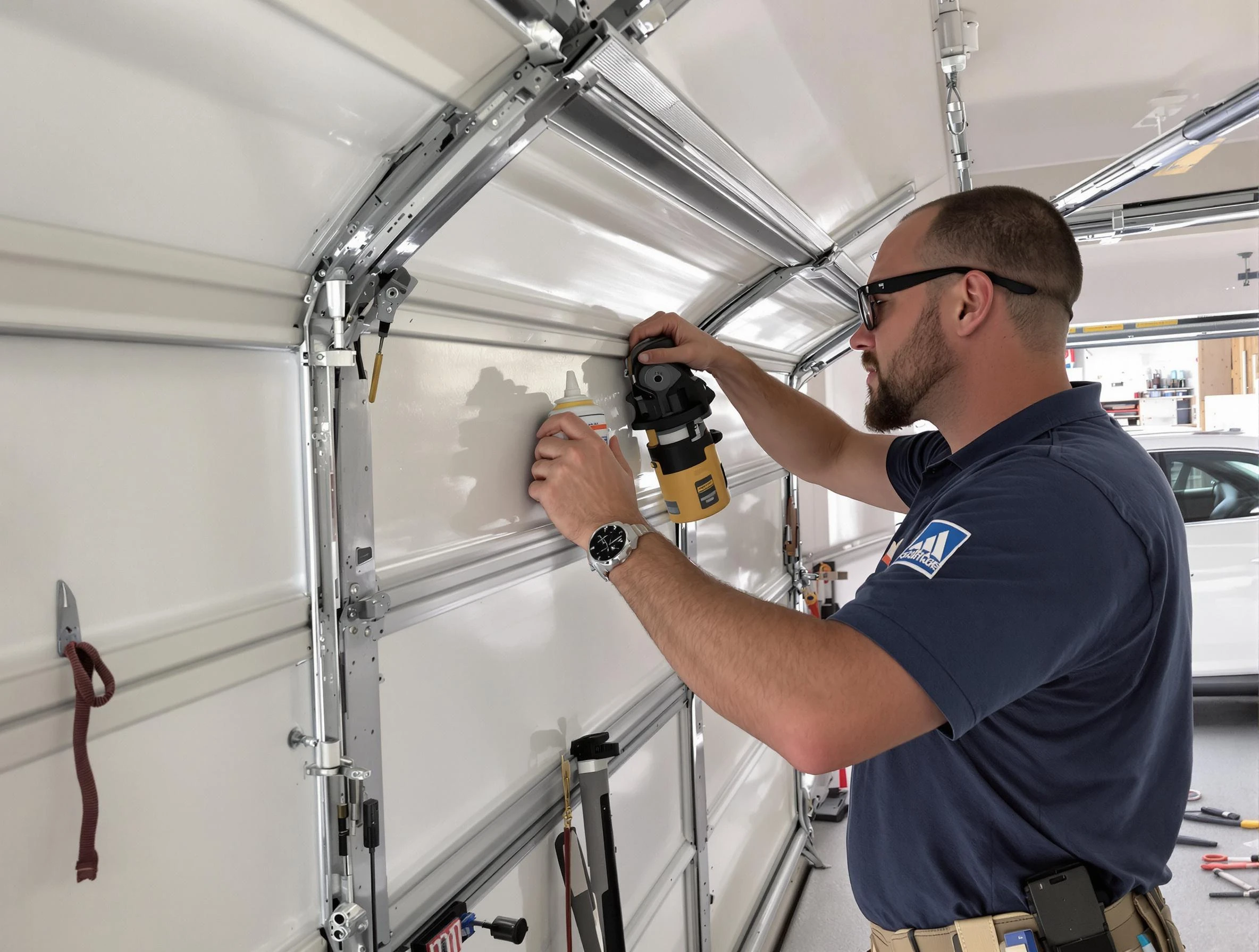 Edgewood Garage Door Repair technician quieting a noisy garage door in Edgewood