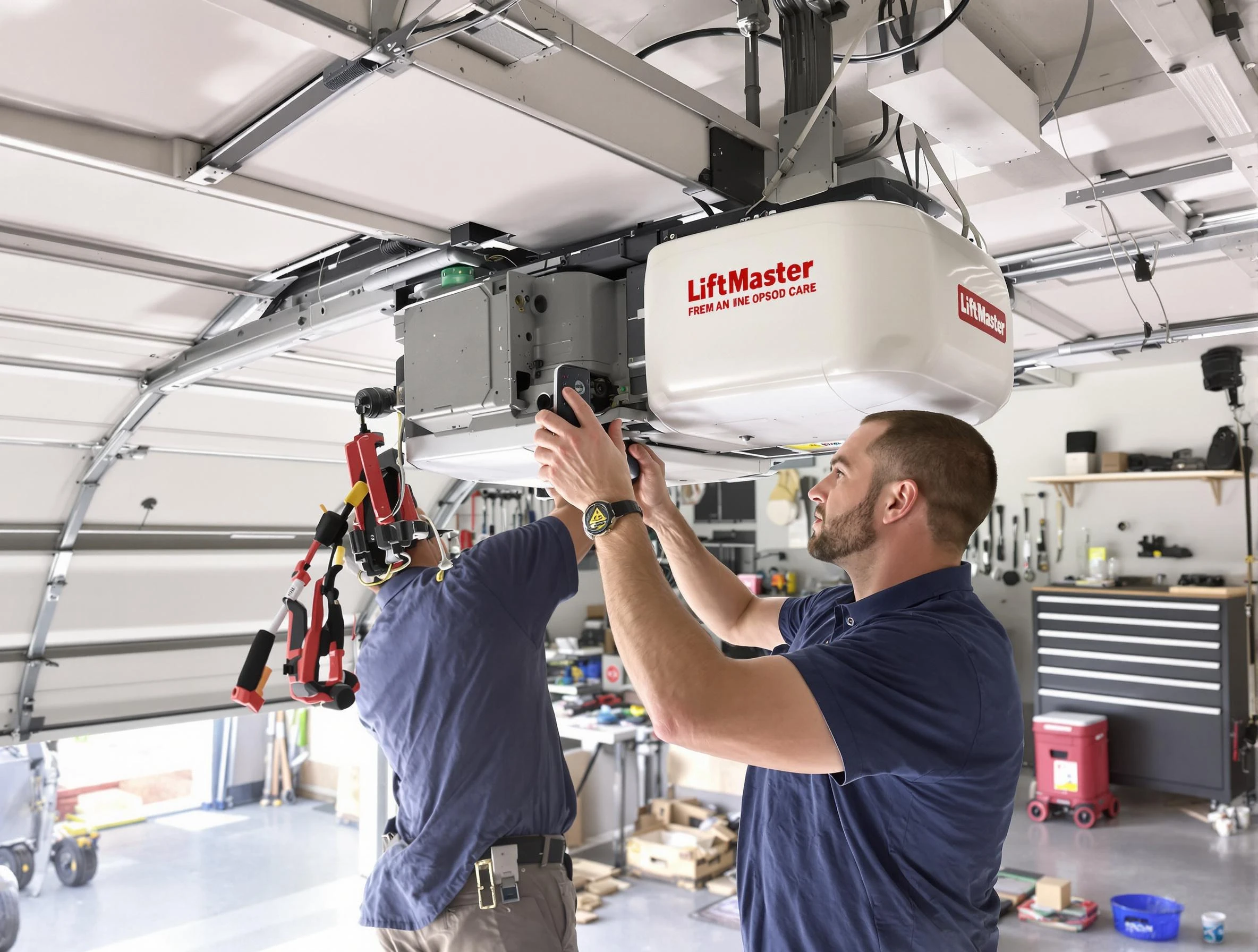 Edgewood Garage Door Repair technician performing advanced diagnostics on garage opener in Edgewood